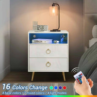 Amelia Modern LED Bedside table with USB and power socket White - ElectronX Plus