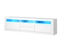 LED RGB TV Cabinet Entertainment Unit Stand Gloss Drawers 160cm White - ElectronX Plus