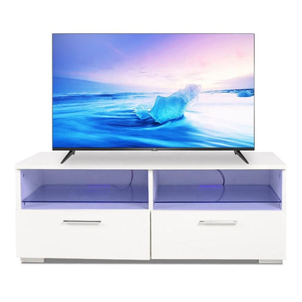 White TV Cabinet with LED lights with RGB remote control - ElectronX Plus