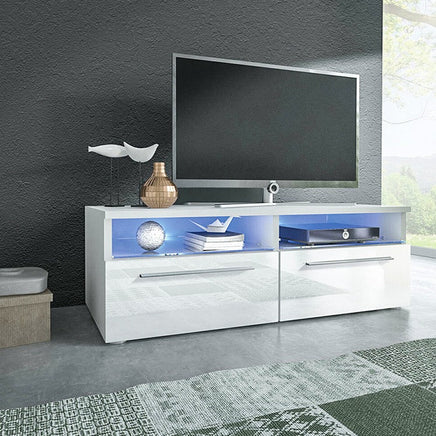 White TV Cabinet with LED lights with RGB remote control - ElectronX Plus