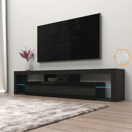 Modern TV Cabinet Living Room Furniture 200cm Black - ElectronX Plus