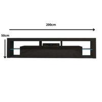 Modern TV Cabinet Living Room Furniture 200cm Black - ElectronX Plus