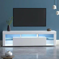 Modern TV Cabinet Living Room Furniture 200cm White - ElectronX Plus