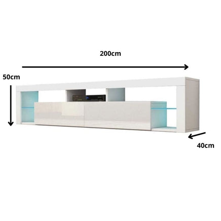 Modern TV Cabinet Living Room Furniture 200cm White - ElectronX Plus