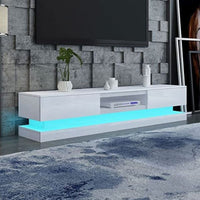 Modern High Gloss LED RGB TV Entertainment Unit with Storage 220cm - White - ElectronX Plus