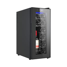 12 Bottle Wine Cellar Fridge w/ Glass Door, Temperature Control & Cooler - ElectronX Plus