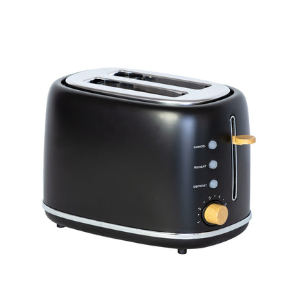 1.7L Kitchen Kettle and 2-Slice Bread Toaster Set in Black with Wood Accents - ElectronX Plus