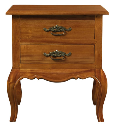 French Provincial 2 Drawer Side Table (Light Pecan) - ElectronX Plus