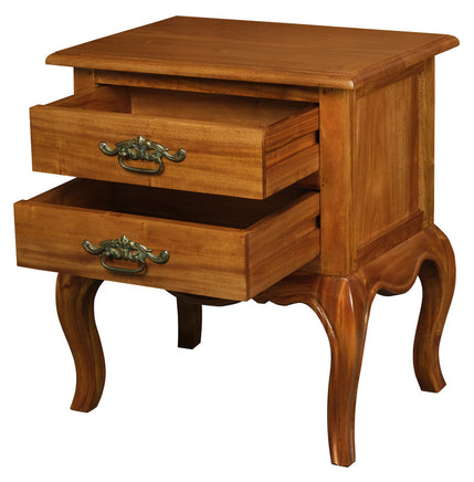 French Provincial 2 Drawer Side Table (Light Pecan) - ElectronX Plus