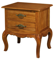 French Provincial 2 Drawer Side Table (Light Pecan) - ElectronX Plus