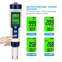 5-IN-1 Digital Water Quality Tester Waterproof pH TDS EC Temperature Meter Pool - ElectronX Plus