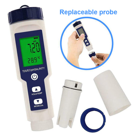 5-IN-1 Digital Water Quality Tester Waterproof pH TDS EC Temperature Meter Pool - ElectronX Plus