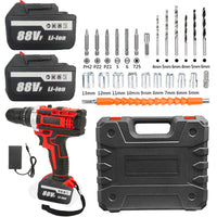 Cordless Drill w/2 Battery Heavy Duty Impact Driver Kit Brushless Hammer Set 88V - ElectronX Plus