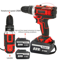 Cordless Drill w/2 Battery Heavy Duty Impact Driver Kit Brushless Hammer Set 88V - ElectronX Plus