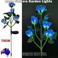 Blue Bulk Solar Garden Lights 75cm Long Rose Flowers Yard Lamp Xmas Halloween Deco AU - ElectronX Plus