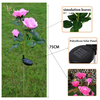 Pink Bulk Solar Garden Lights 75cm Long Rose Flowers Yard Lamp Xmas Halloween Deco AU - ElectronX Plus