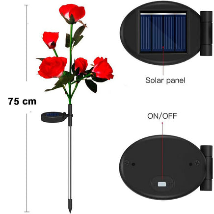 Red Bulk Solar Garden Lights 75cm Long Rose Flowers Yard Lamp Xmas Halloween Deco AU - ElectronX Plus