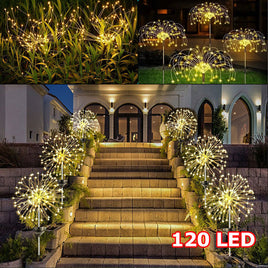 Warm White Fireworks 120 LED Fairy String Lights Starburst Solar Xmas Garden Night Lamp Hot NEW - ElectronX Plus