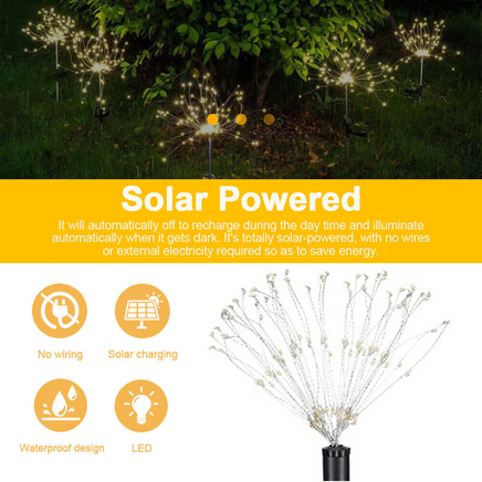 Colourful Fireworks 150 LED Fairy String Lights Starburst Solar Xmas Garden Night Lamp Hot NEW - ElectronX Plus