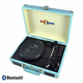 Bluetooth Suitcase Style Record Player - Turquoise - ElectronX Plus