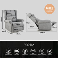 FORTIA Electric Recliner Lift Heat Chair for Elderly, Massage, Heat Therapy, Aged Care, Grey - ElectronX Plus