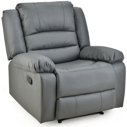 Fortia Luxury Recliner Lounge Chair, Single Faux Leather Armchair, for Home Theatre Cinema, Elderly, Grey - ElectronX Plus