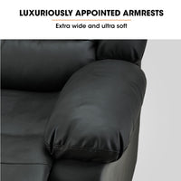 FORTIA Luxury Recliner Lounge Chair, Single Faux Leather Armchair, for Home Theatre Cinema, Elderly, Black - ElectronX Plus