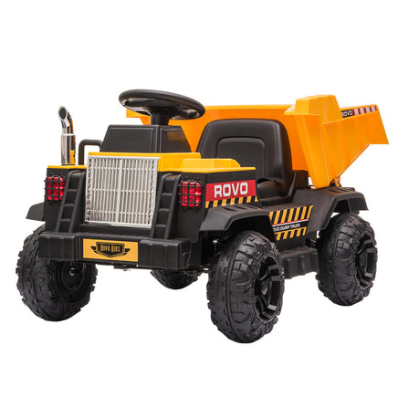 ROVO KIDS Electric Ride On Children's Toy Dump Truck with Bluetooth Music - Yellow - ElectronX Plus