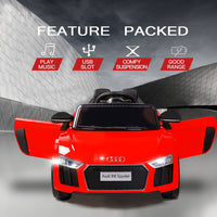 Rovo Kids Kids Ride-On Car Licensed AUDI R8 SPYDER Battery Electric Toy Remote 12V Red - ElectronX Plus