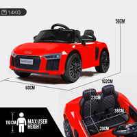 Rovo Kids Kids Ride-On Car Licensed AUDI R8 SPYDER Battery Electric Toy Remote 12V Red - ElectronX Plus