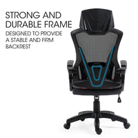 OVERDRIVE Ergonomic Gaming Desk Chair, Height Adjustable Lumbar Support, Mesh Fabric, Faux Leather, Headrest, Black/Red - ElectronX Plus