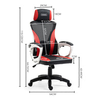 OVERDRIVE Ergonomic Office Desk Chair, Height Adjustable Lumbar Support, Mesh Fabric, Faux Leather, Headrest, White/Black/Red - ElectronX Plus