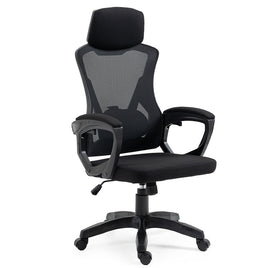 FORTIA Ergonomic Office Desk Chair, Height Adjustable Lumbar Support, Mesh Fabric, Headrest, Black - ElectronX Plus