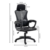 FORTIA Ergonomic Office Desk Chair, Height Adjustable Lumbar Support, Mesh Fabric, Headrest, Black - ElectronX Plus