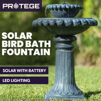 PROTEGE Water Fountain Solar Powered Battery Outdoor Bird Bath with LED Lights - ElectronX Plus