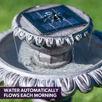 PROTEGE Solar Powered Water Feature Fountain Bird Bath with Lighting Light Grey - ElectronX Plus