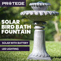 PROTEGE Solar Powered Water Feature Fountain Bird Bath with Lighting Light Grey - ElectronX Plus