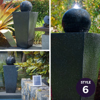 PROTEGE Solar Fountain Water Feature Outdoor Bird Bath with LED Lights - Charcoal - ElectronX Plus