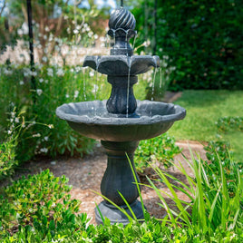 PROTEGE Water Fountain Solar Powered 3 Tiered Battery Outdoor Bird Bath with LED Lights - ElectronX Plus