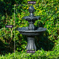 PROTEGE Water Fountain Solar Powered 3 Tiered Battery Outdoor Bird Bath with LED Lights - ElectronX Plus