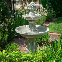 PROTEGE 3 Tier Solar Powered Water Feature Fountain Bird Bath - Light Grey - ElectronX Plus