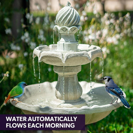 PROTEGE 3 Tier Solar Powered Water Feature Fountain Bird Bath - Light Grey - ElectronX Plus