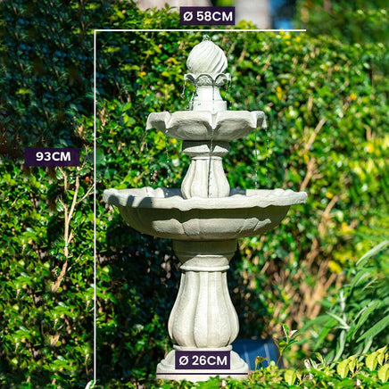 PROTEGE 3 Tier Solar Powered Water Feature Fountain Bird Bath - Light Grey - ElectronX Plus