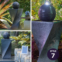 PROTEGE Solar Fountain Water Feature Outdoor 4 Bowl with LED Lights - Sand Colour - ElectronX Plus