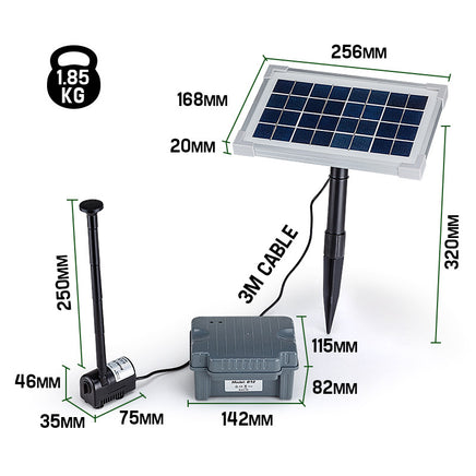 Protege 25W Solar Powered Fountain Submersible Water Pump with Battery Pond Kit Garden - ElectronX Plus