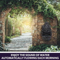 PROTEGE Lion Head Solar Powered Water Feature Fountain, Wall Mount or Freestanding with Lighting - ElectronX Plus