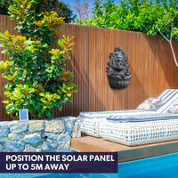 PROTEGE Lion Head Solar Powered Water Feature Fountain, Wall Mount or Freestanding with Lighting - ElectronX Plus