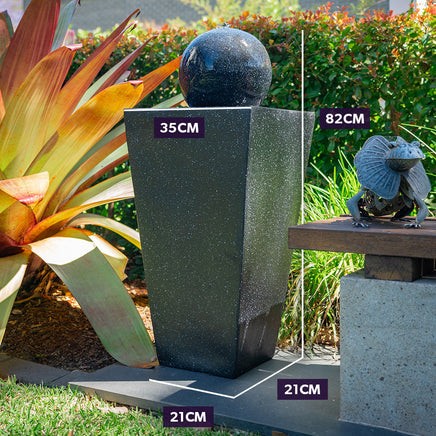 PROTEGE Contemporary Solar Powered Water Feature Fountain with LED Lights - Dark Grey - ElectronX Plus