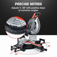 BAUMR-AG 305mm Compound Mitre Saw Dual Bevel Sliding Drop Saws 2200W - ElectronX Plus