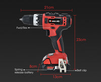 BAUMR-AG 20V Cordless Power Drill Kit Lithium Battery Hammer Drilling with Bag - ElectronX Plus